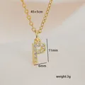 Detailed view of gold square letter P pendant with dimensions 11mm and 45cm chain length - Letter P