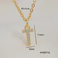Detailed view of gold square letter T pendant with zircon paving, 45+5cm length and size - Letter T