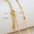 Detail of 2mm gold stainless steel blade chain with lobster clasp and 5cm extender - Minimalist Stamped Fine Chain Style / Gold