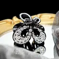 Elegant black butterfly hair claw clip with sparkling rhinestones and crystal wings - Butterfly Claw / White