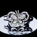 Elegante fermaglio per capelli a farfalla con strass lucidi e dettagli in cristallo - Bianco