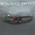 Butterfly hair clip in gun black metal with red, blue and grey sparkling rhinestones - Butterfly Multicolored (Random Mix)