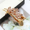 Pinza per capelli a farfalla dorata con strass color champagne e cristalli lucidi - Farfalla Champagne
