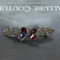 Vintage style hairpin with dark grey rhinestones and multi-color crystals in black bow design - Ribbon Multi-Color (Random)