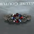 Vintage floral spring hair clip featuring multi-color crystals on a dark alloy base - Sunflower Multi-Color (Random)