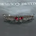 Elegante fermaglio per capelli a farfalla con cristalli rossi e strass grigi su metallo - Farfalla Rossa