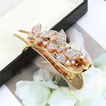 Elegant gold butterfly hair claw clip with sparkling rhinestones for Korean hairstyles - Butterfly White