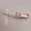 Elegante pinza para el pelo de mariposa en oro rosa con pedrería de colores - Estilo Doble Lazo / Multicolor