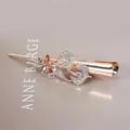Rose gold bow hair clip with brown crystal flower and sparkling rhinestones - Bouquet Style / Champagne