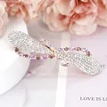 Elegant rose gold butterfly hair clip with sparkling purple and white crystals - Ribbon Purple