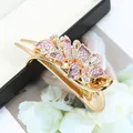 Golden butterfly hair claw clip with pink and white rhinestones for elegant styling - Floral Purple