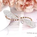 Bow-shaped crystal hair clip in rose gold with purple and white rhinestones - Ribbon Champagne