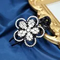 Pinza per capelli a forma di fiore di pero con strass scintillanti e cristalli laser - Bianco