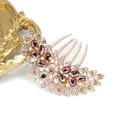 Peacock crystal hair comb in champagne gold with sparkling rhinestones for bridal styling - Champagne