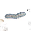 Sparkling hair clip with blue and white gradient rhinestones on a metal base - Heart / Blue