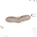 V-shaped spring hair clip with dark brown and clear crystals on alloy base - Heart / Champagne Gold