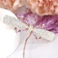 Elegant butterfly hair clip with purple and clear crystals in rose gold finish - Purple Bow