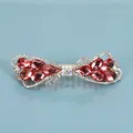 Sparkling red crystal bow hair clip with gold plating and rhinestones for women - Crystal Style / Pink