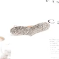 Sparkling rhinestone hair clip with rose gold metal base and elegant curved design - Heart / White