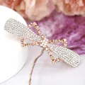 Elegant rose gold butterfly hair clip with sparkling white and champagne rhinestones - Champagne Bowknot