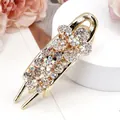 Elegant gold flower hair claw with sparkling crystals and rhinestones for women - Begonia White