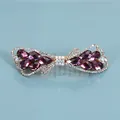 Elegant purple crystal bow hair clip with gold alloy base and sparkling rhinestones - Crystal Style / Purple