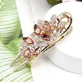 Exquisite golden hair clip with orange amber marquise rhinestones and AB crystals - Cymbidium Champagne