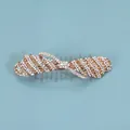 Eleganter goldener Bogen Haarklammer mit Champagner-Kristallen und Strass-Textur - Streifenstil / Champagner