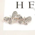 Elegant rose gold double butterfly hair clip encrusted with sparkling rhinestones - Double Butterfly White