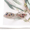 Elegant gold bow hair clip with colorful sparkling rhinestones for women hair styling - Ribbon Multi-Color (Random)