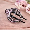 Ethnic style black resin hair clip with pink gradient crystals for elegant hairstyles - Purple