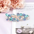 Elegant silver-tone hair clip with blue rhinestones and crystal flower pattern - Butterfly Blue