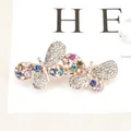 Elegant butterfly hair clip in rose gold with colorful rhinestones on display - Double Butterfly Multicolor (Random)