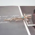 Barrette papillon élégante en or rose avec pierre verte et rubans sur magazine - Multicolore (Aléatoire)