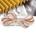 Butterfly rhinestone hair clip in rose gold with purple and clear crystal accents - No.2 Bowknot Style (4899617091822)