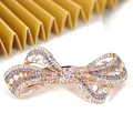 Elegant butterfly hair clip featuring blue and white rhinestones on rose gold alloy base - No.2 Bowknot Style (4899617091823)
