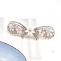 Golden bow hair clip with crystal rhinestones and colorful 3D flowers variant - Bow Style / Colorful Butterfly (Random)