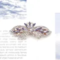 Elegant purple marquise crystal hair clip with silver alloy finish in a butterfly design - Lavender Butterfly