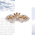 Elegant gold butterfly hair clip with amber crystals and white rhinestones - Ginger Yellow Butterfly
