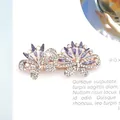 Elegant purple crystal butterfly hair clip with rhinestones on a gold metal base - Lavender Double Butterfly