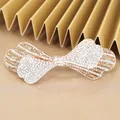 Elegant butterfly spring hair clip with champagne rhinestones in rose gold finish - No.4 Bowknot Style (4984772887729)