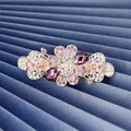 Barrette à cheveux hortensia raffinée avec cristaux violets et finition or rose - Violet