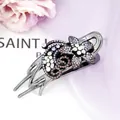 Elegant purple flower hair claw clip with crystals on a dark grey alloy base for women - Purple Star