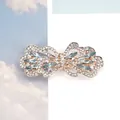 Sky blue crystal and rhinestone butterfly hair clip with silver alloy finish - Mint Blue Iris
