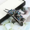 Elegant black metal butterfly hair clip with blue and purple gradient rhinestones - Butterfly Design / Butterfly Blue