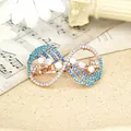 Infinity shape rose gold spring hair clip with gradient blue crystals and white beads - Scallop Blue