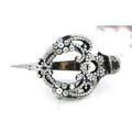 Daisy heart hair clip in gunmetal finish with sparkling crystals for elegant styling - White