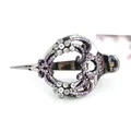 Vintage gunmetal hair clip featuring purple and white crystals with floral design - Purple