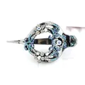 Elegant vintage daisy heart hair clip with blue rhinestones and gunmetal alloy frame - Blue