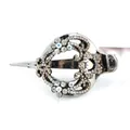 Elegant gun black hair clip with daisy heart design and sparkling colorful rhinestones - Champagne